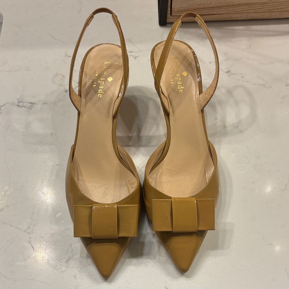 Kate Spade Mustard Bow Slingback Heels